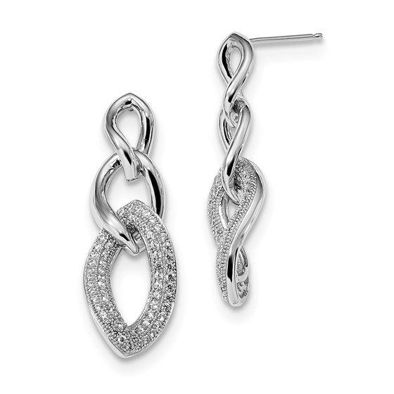 Sterling Silver & Zirconia Dangle Earrings (29 mm) Sterling Silver & Zirconia Dangle Earrings (29 mm)